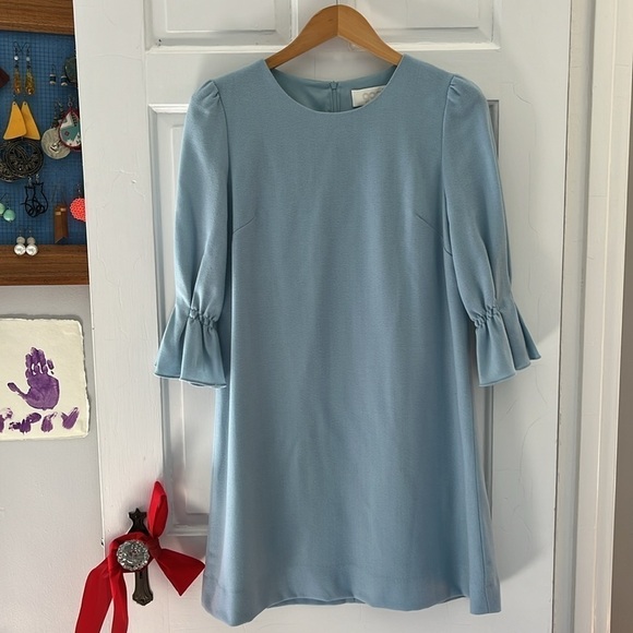 Goat London Gem Flounce Sleeve Wool Tunic Dress 6 Frost Blue NWOT - Picture 3 of 7